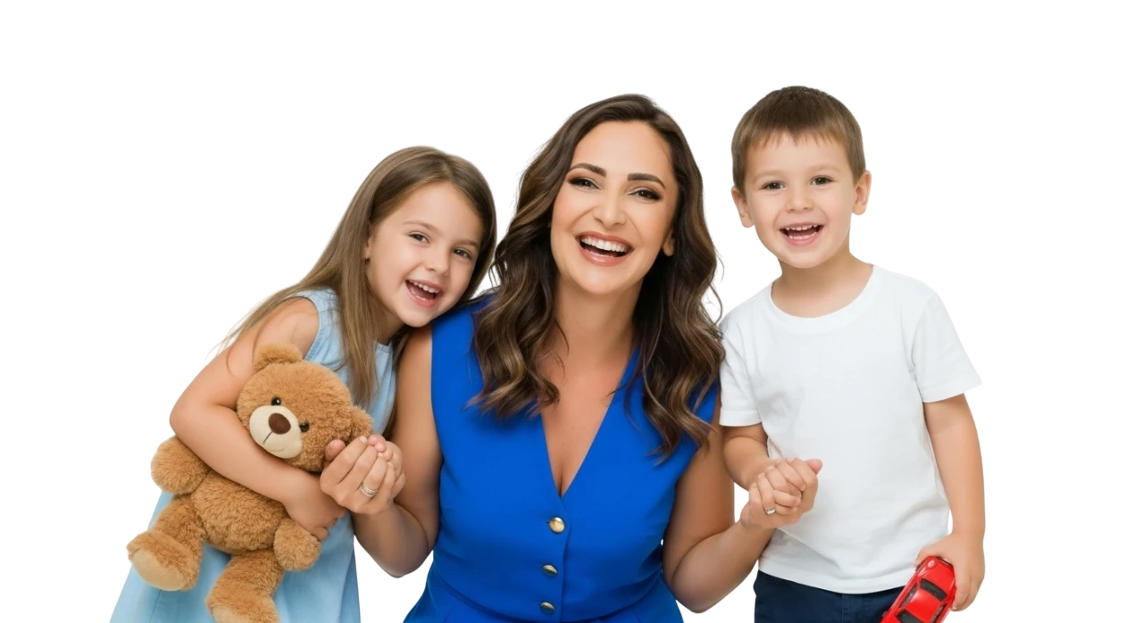 A happy doctor with children, showcasing a positive emotion.